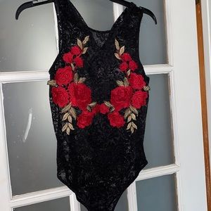 Rose and Lace Body Suit